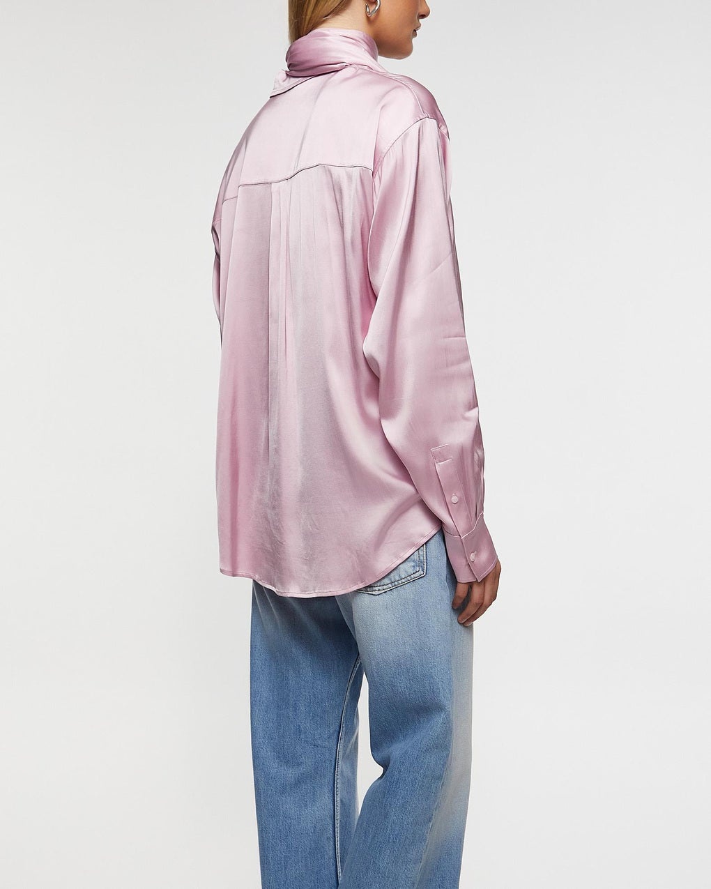 Shirt Layered Satin Scarf Pink - 4