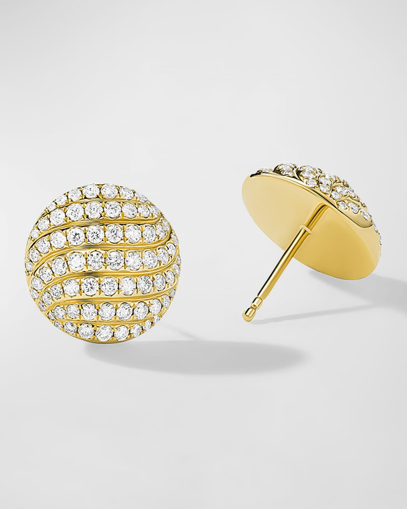 DAVID YURMAN Sculpted Cable Stud Earrings with Diamonds in 18K Gold, 14mm outlook