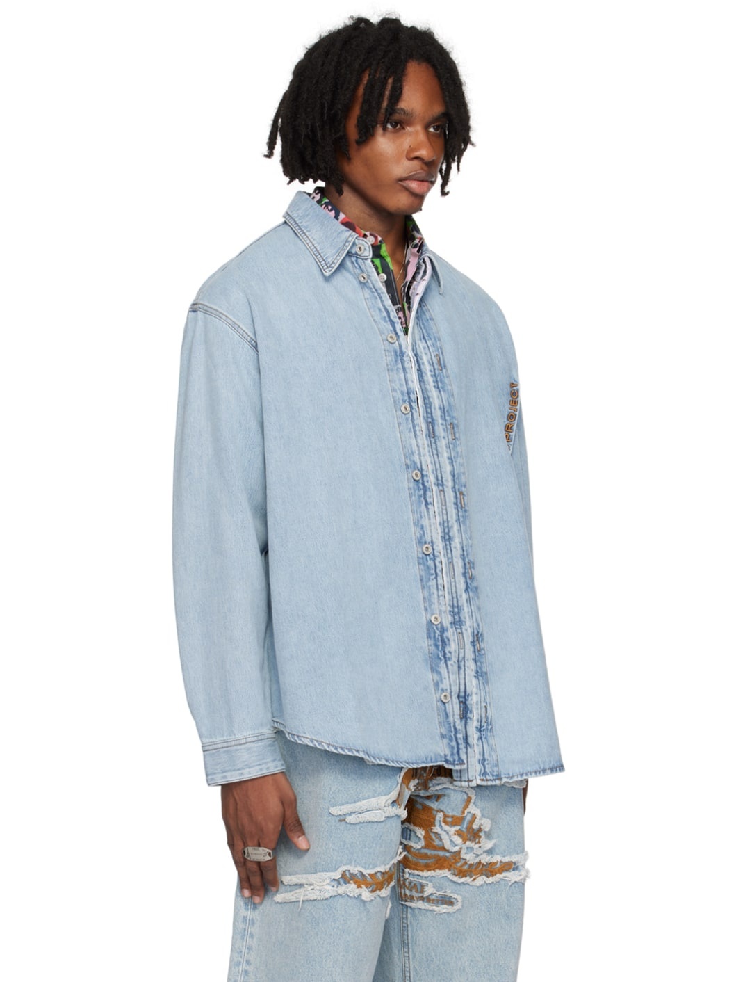 Blue Hook & Eye Denim Shirt - 4