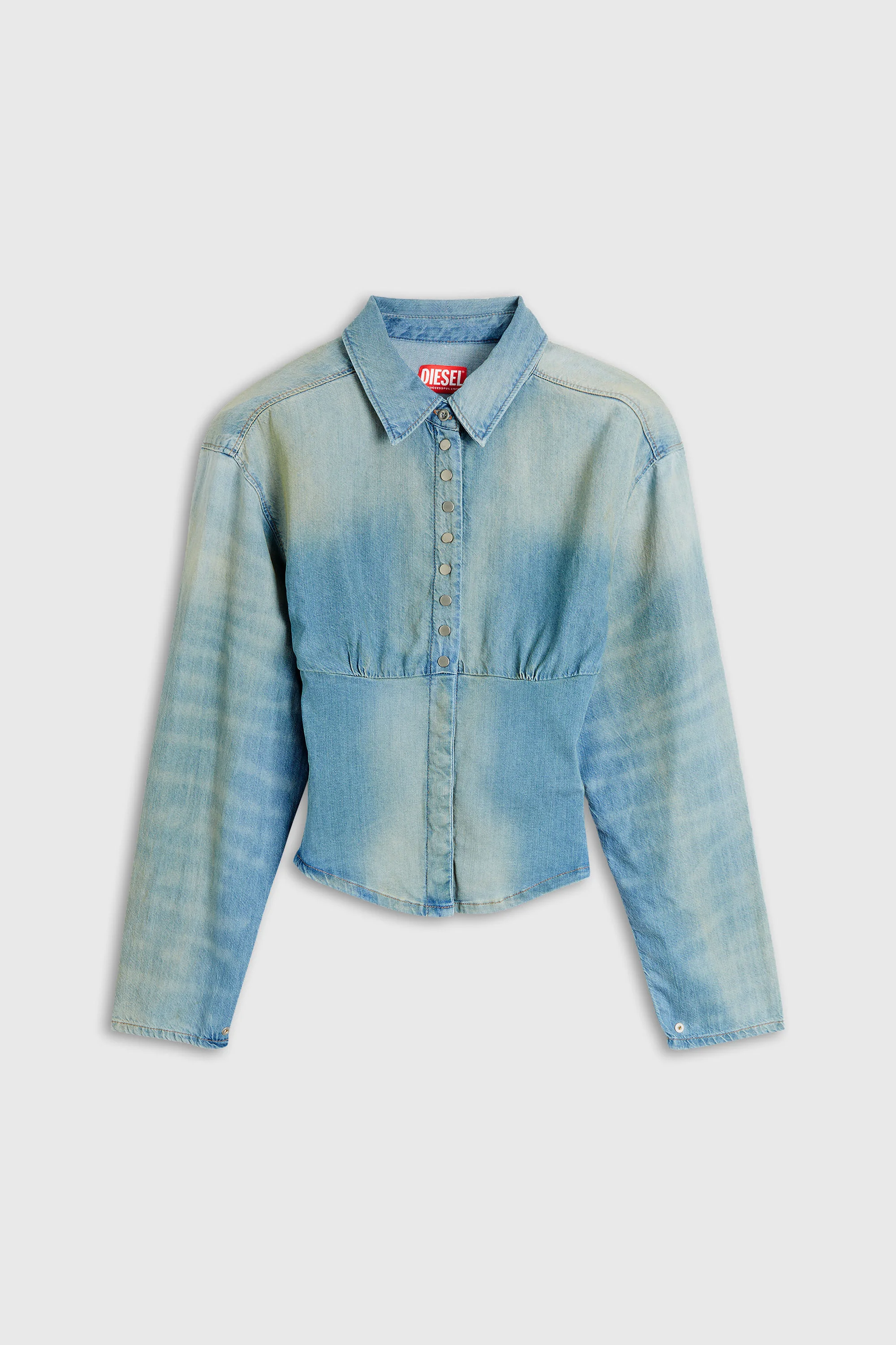 DENIM SHIRT WITH SECTIONED DESIGN - 1