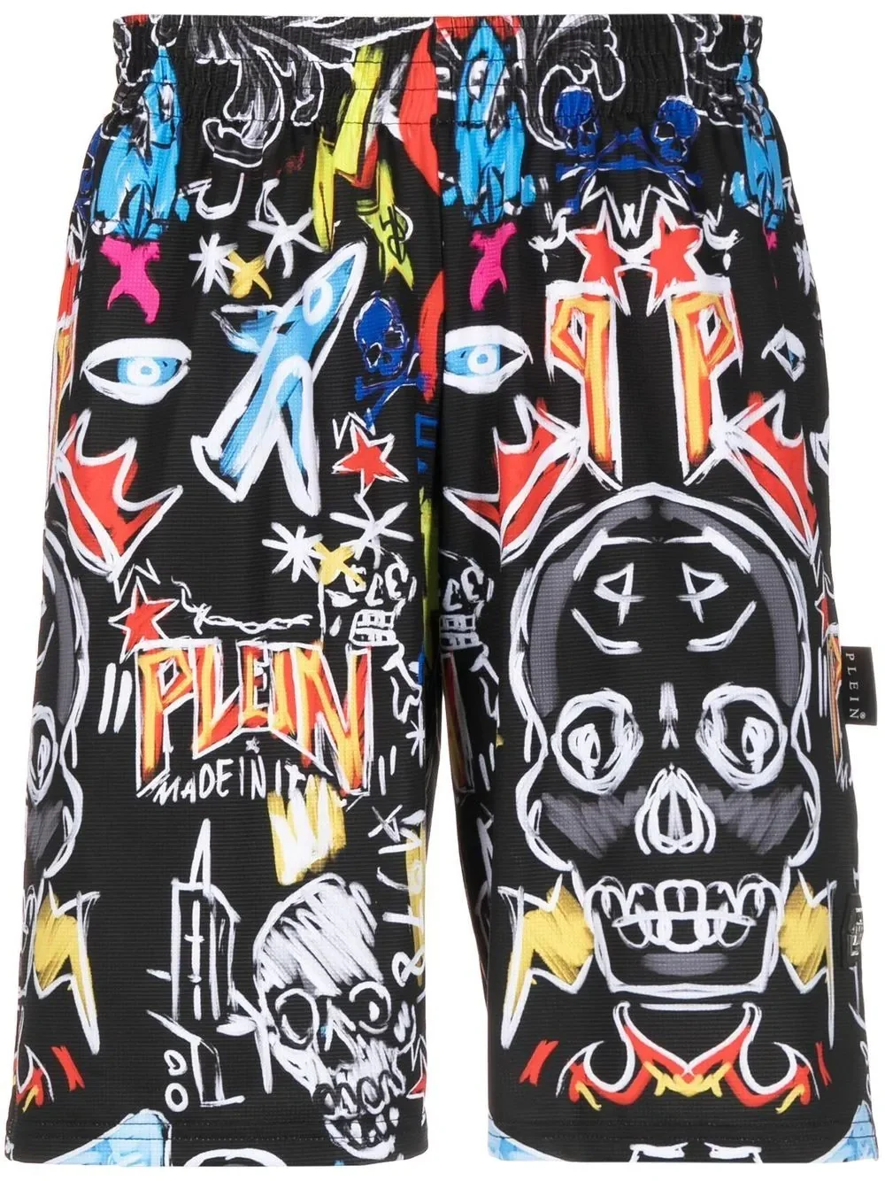 graphic-print track shorts - 1