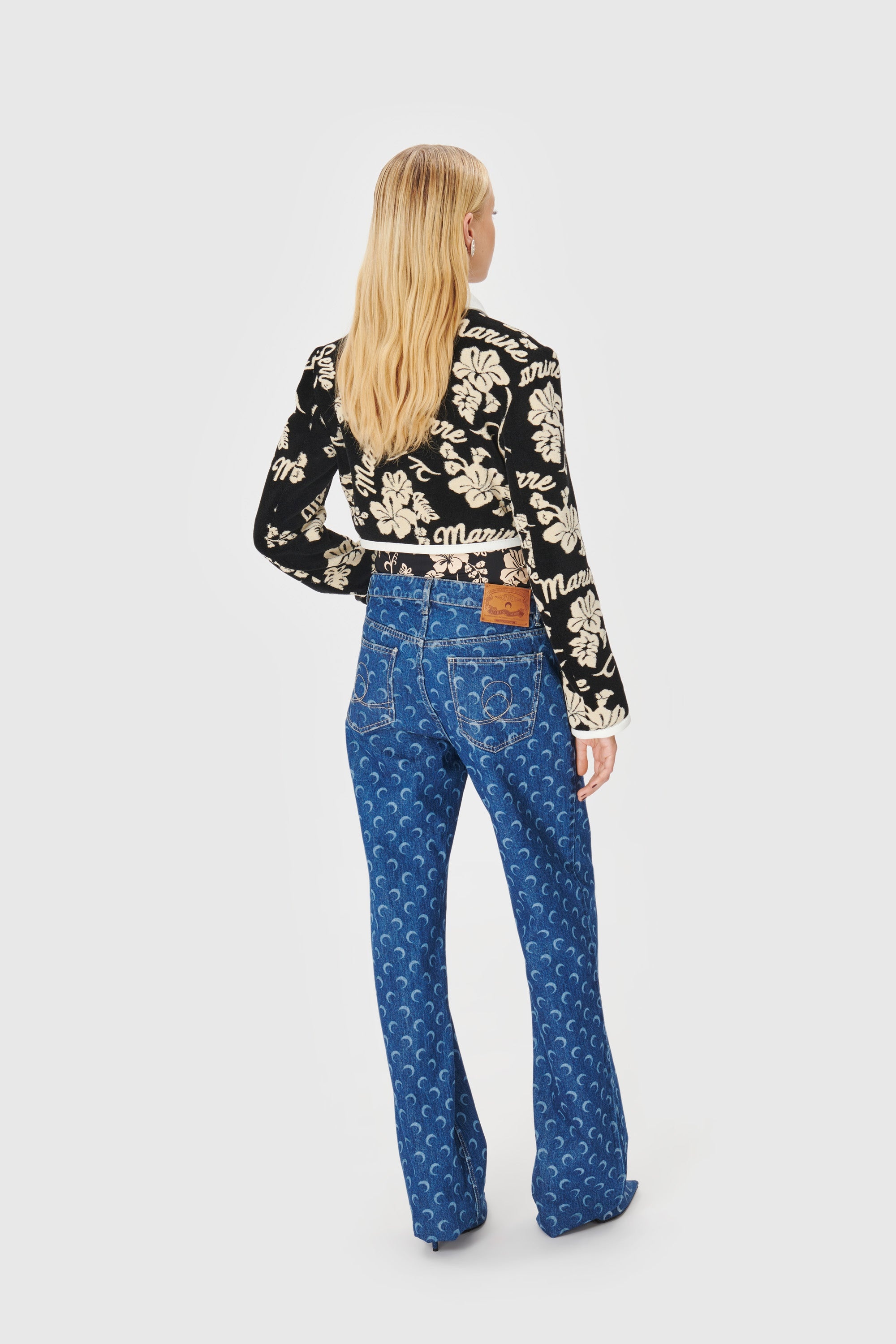 Jersey Jacquard Towels Cropped Jacket - 3