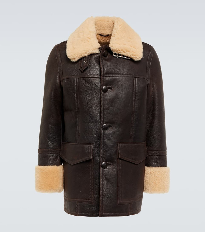shearling-trimmed leather jacket 1