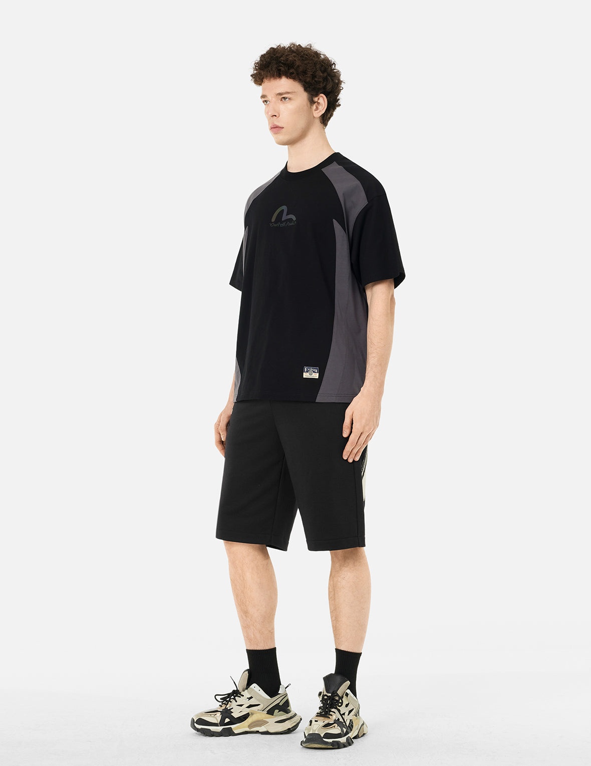Artistic Brush Daicock Print Regular Fit Sweatshorts - 3
