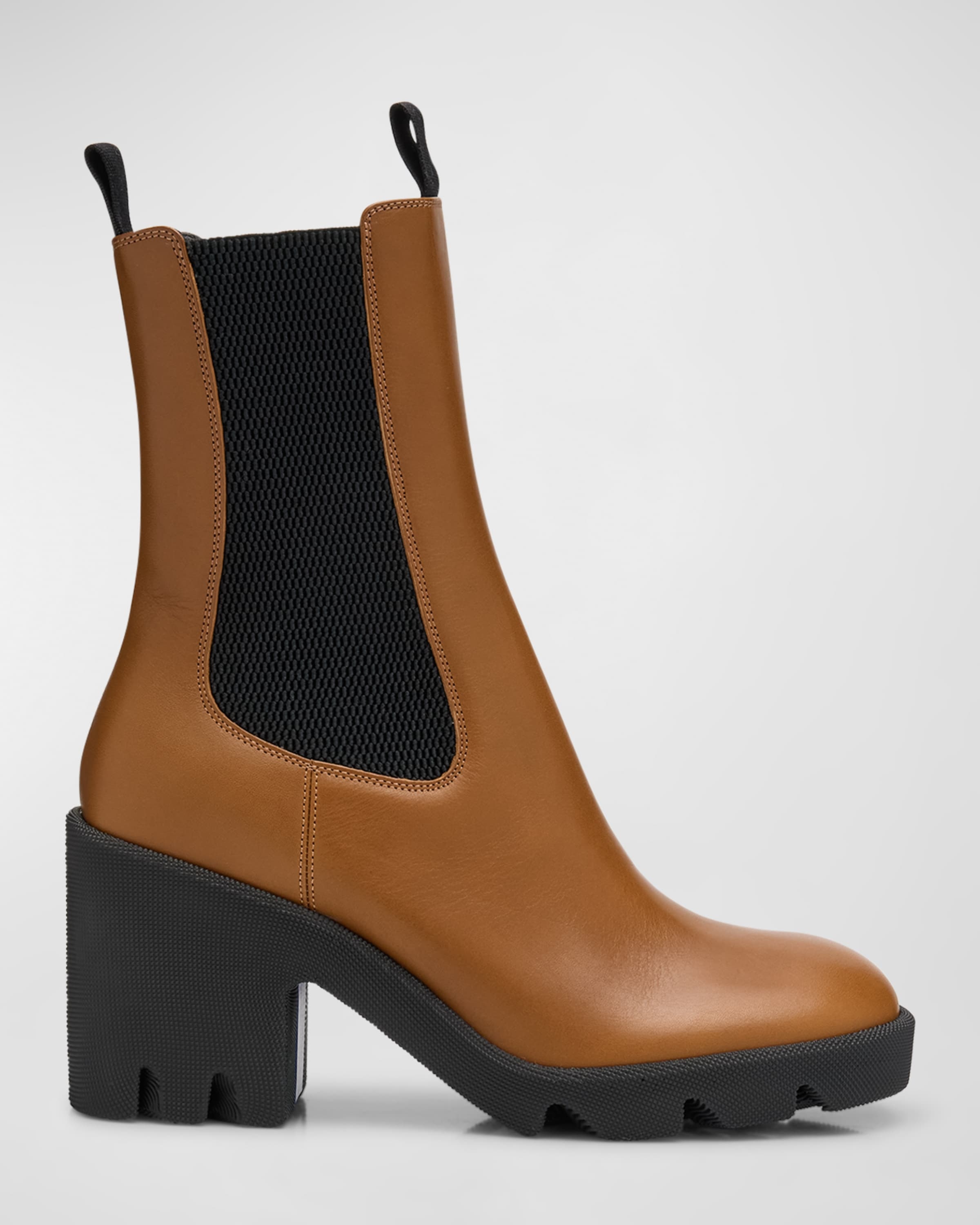 Stride Leather Lug-Sole Chelsea Booties - 1