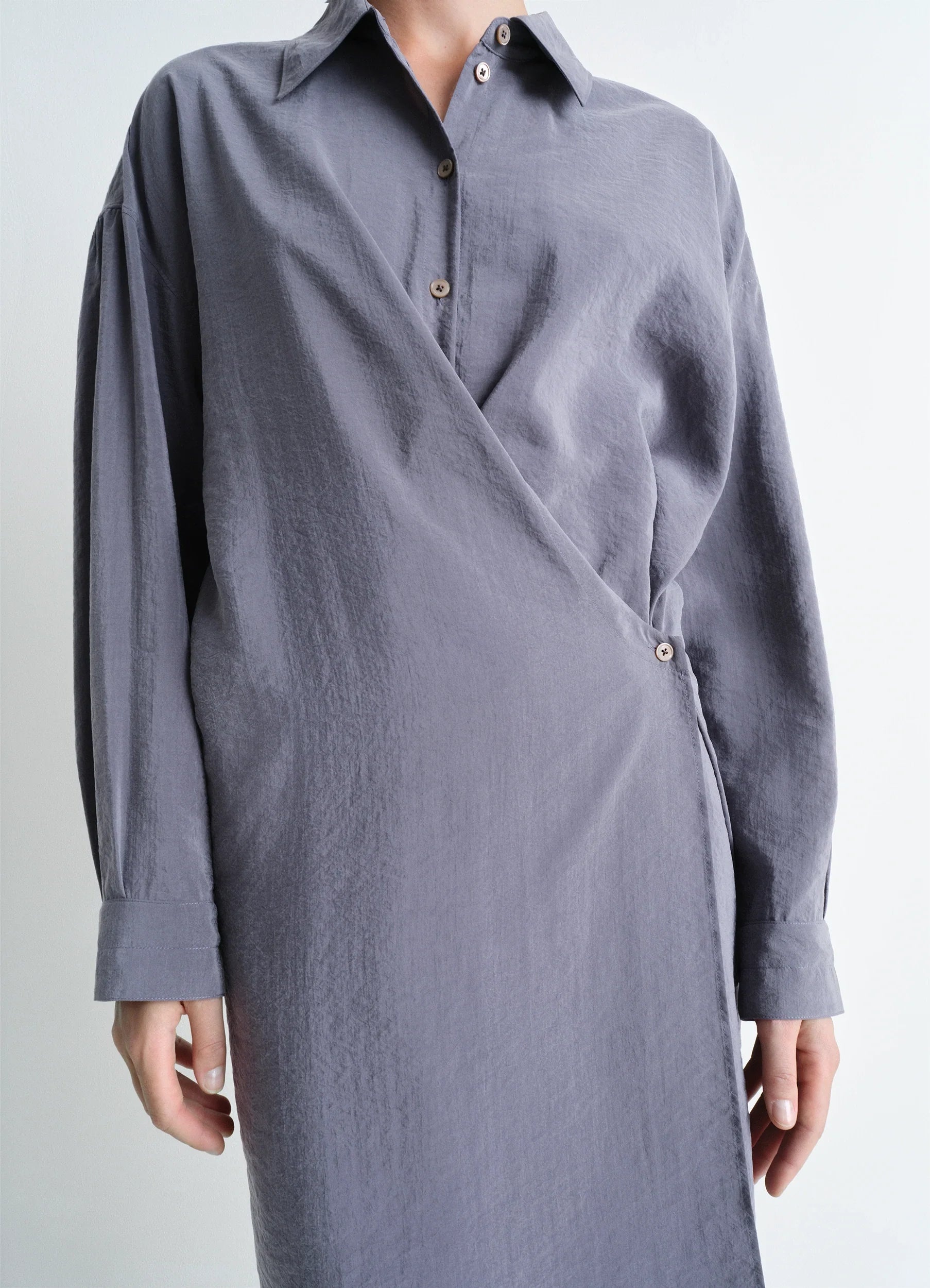 STRAIGHT COLLAR TWISTED DRESS - 5