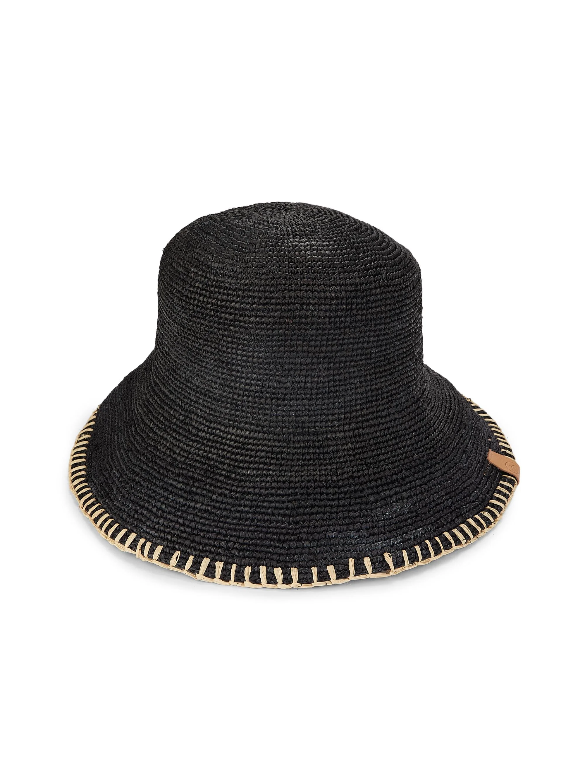 Women's Jade Whipstitch Rollable Bucket Hat - Black - 1