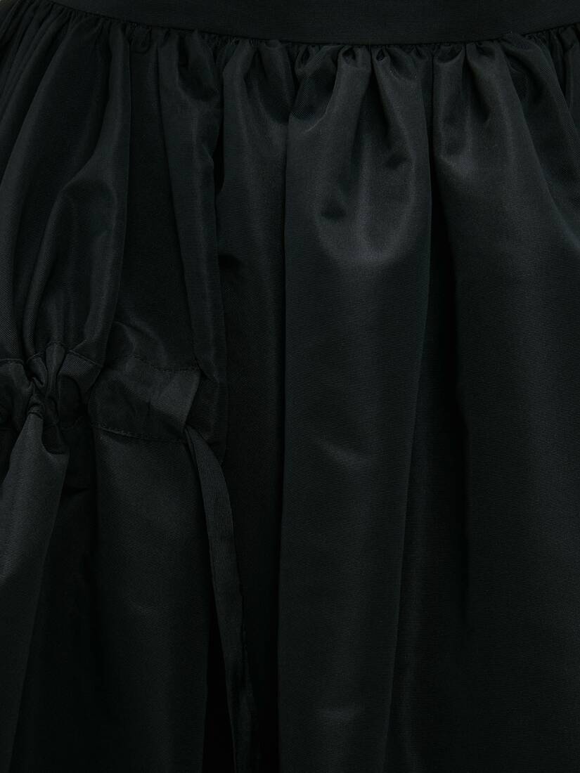 Drawstrings Gathered Midi Skirt in Black - 5