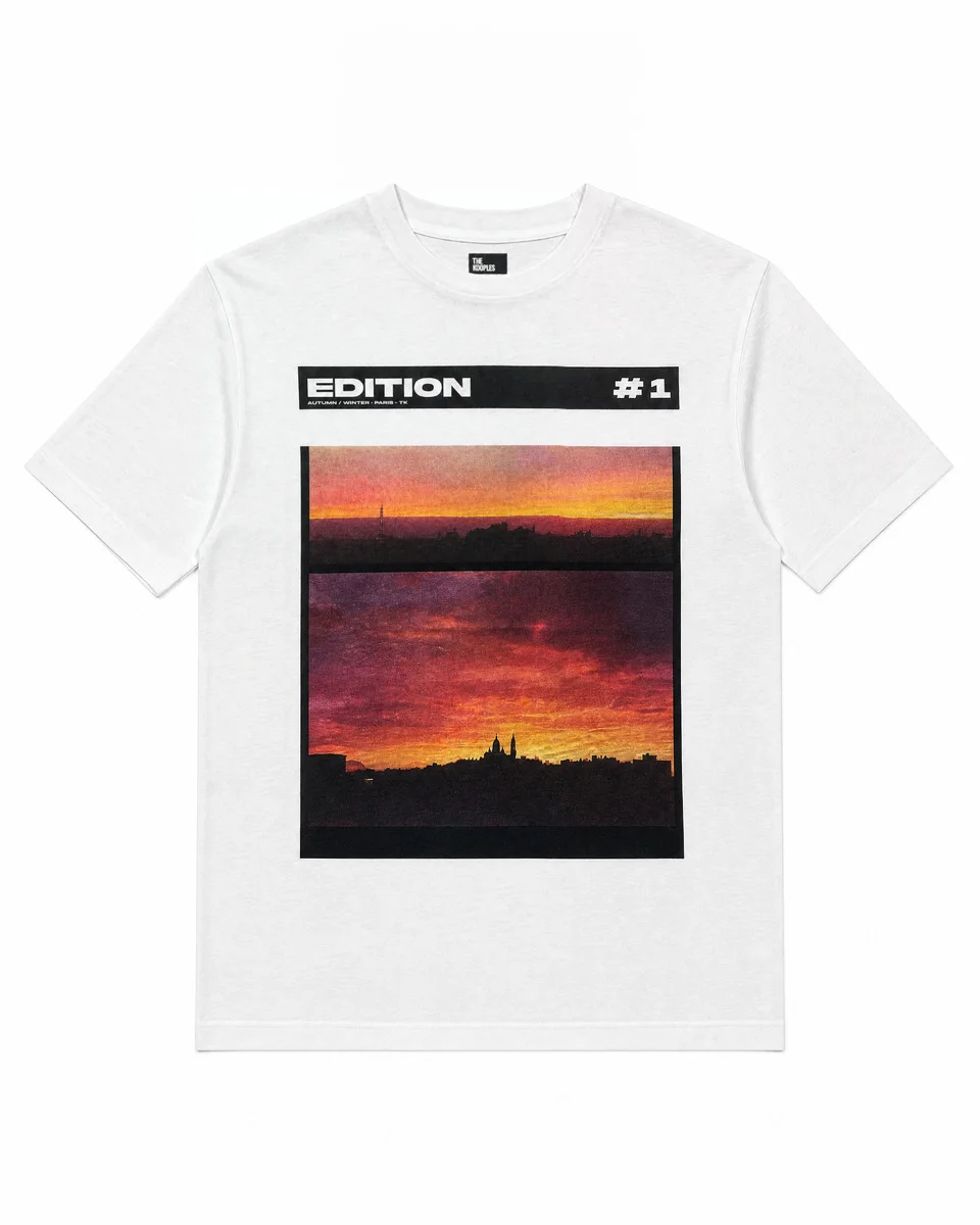 UNISEX T-SHIRT WITH WHITE SCREEN PRINT - 1