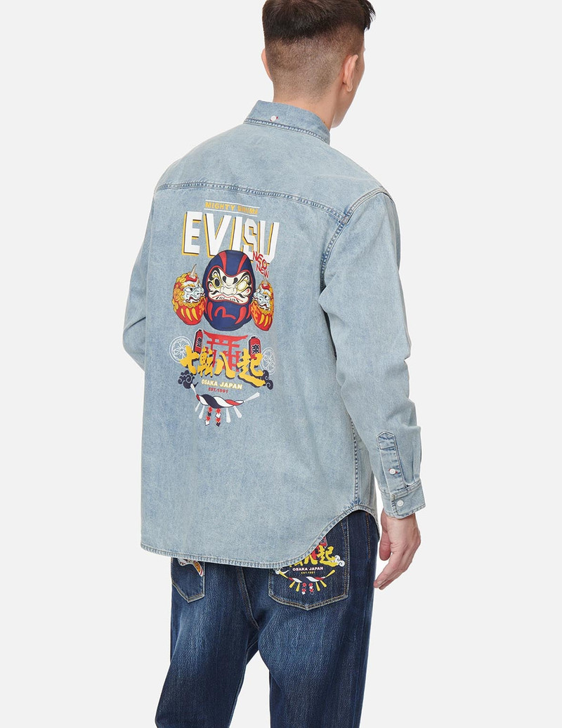 Daruma Buddies Print Denim Shirt 3