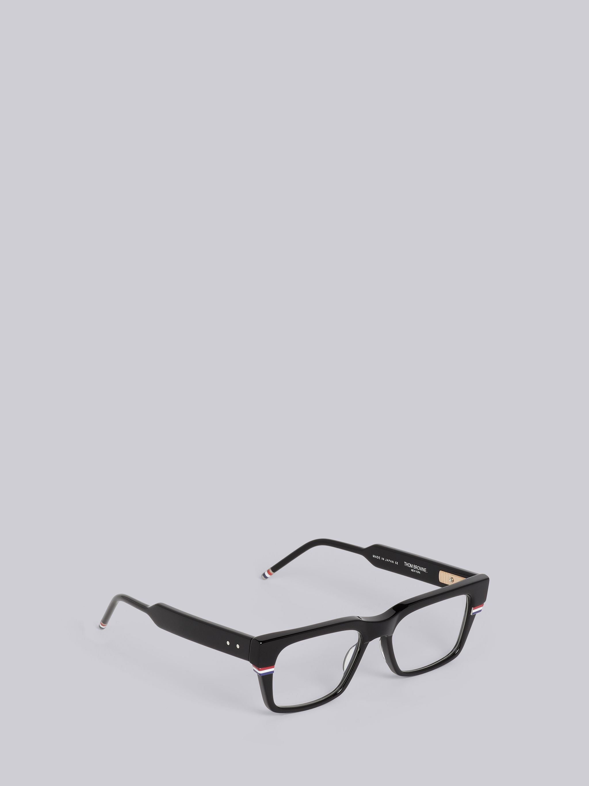 TB714 - Black Tri-Color Line Rectangle Glasses - 4