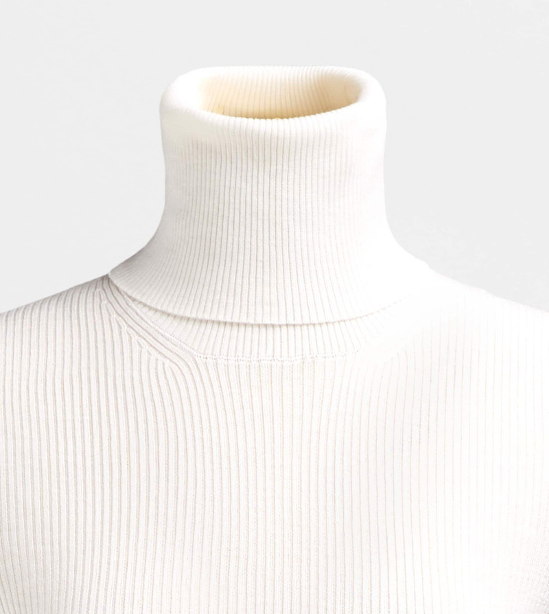 단추 KNIT에 있는 TURTLENECK - 백색 3