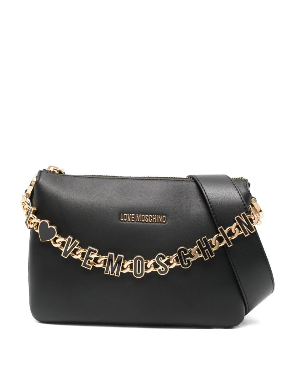 Love Moschino Black Shoulder Bag With Gold Chain - 1