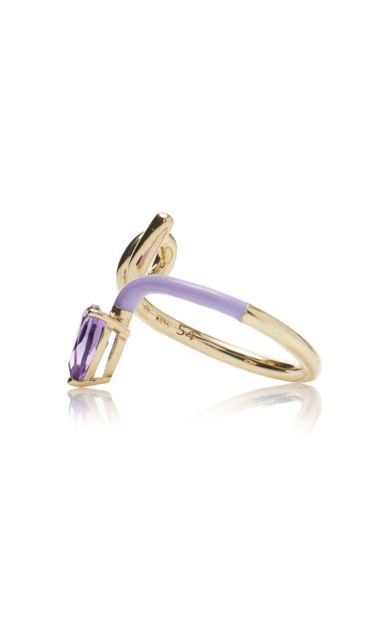 Half 9k Gold, Amethyst, And Enamel Ring purple - 4