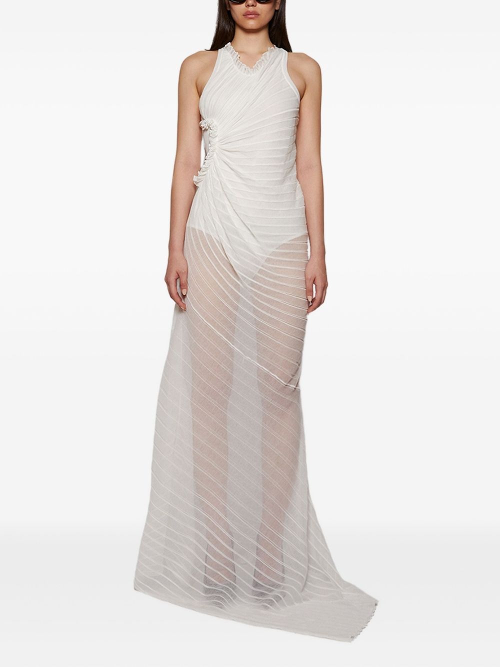 gathered sleeveless dress - 3