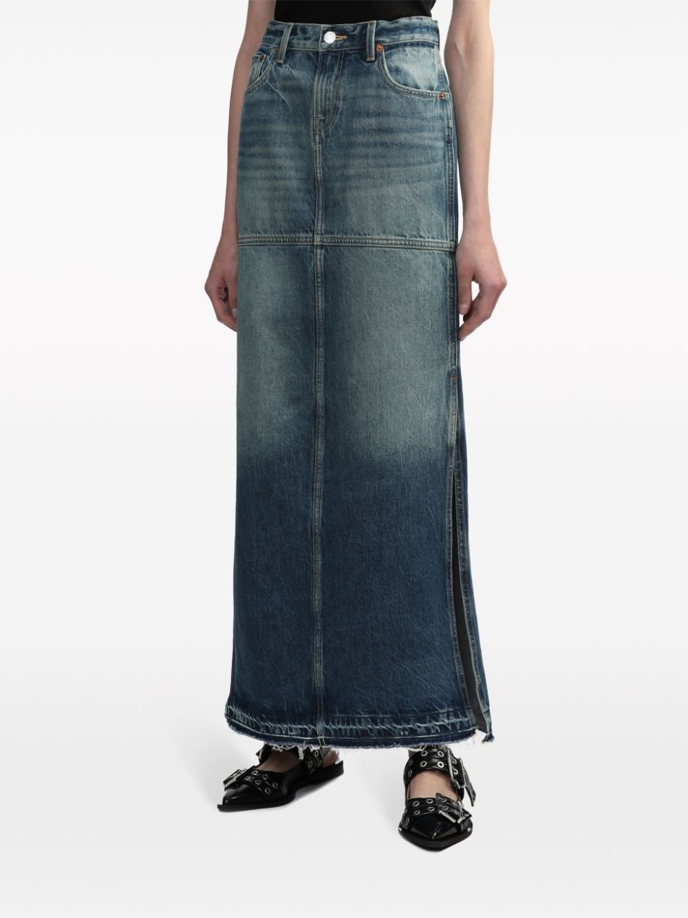 mid-rise maxi denim skirt - 3