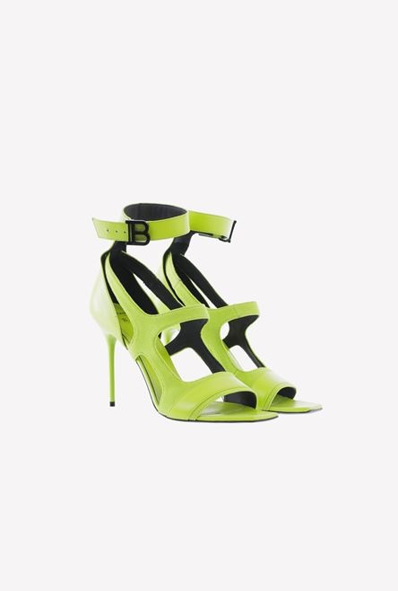 Lime green leather and knit Selena sandals - 2