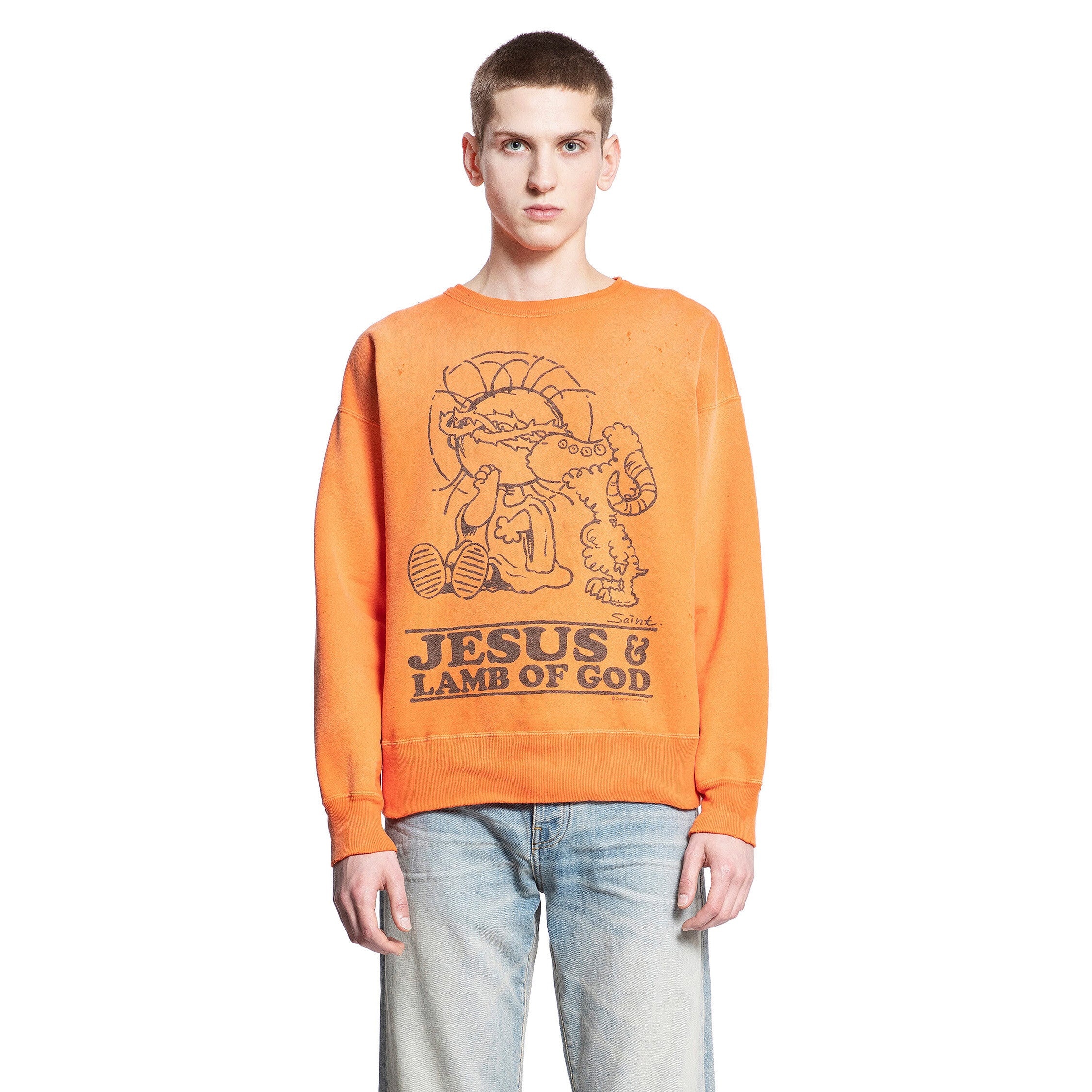 SAINT MICHAEL MAN ORANGE SWEATSHIRTS - 5