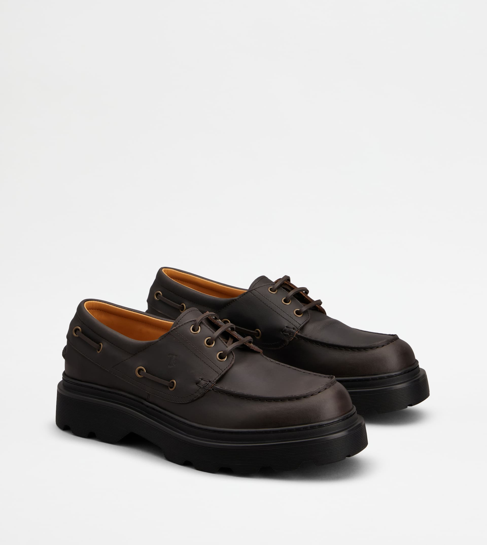 BOAT SHOES IN LEATHER - BROWN - 2