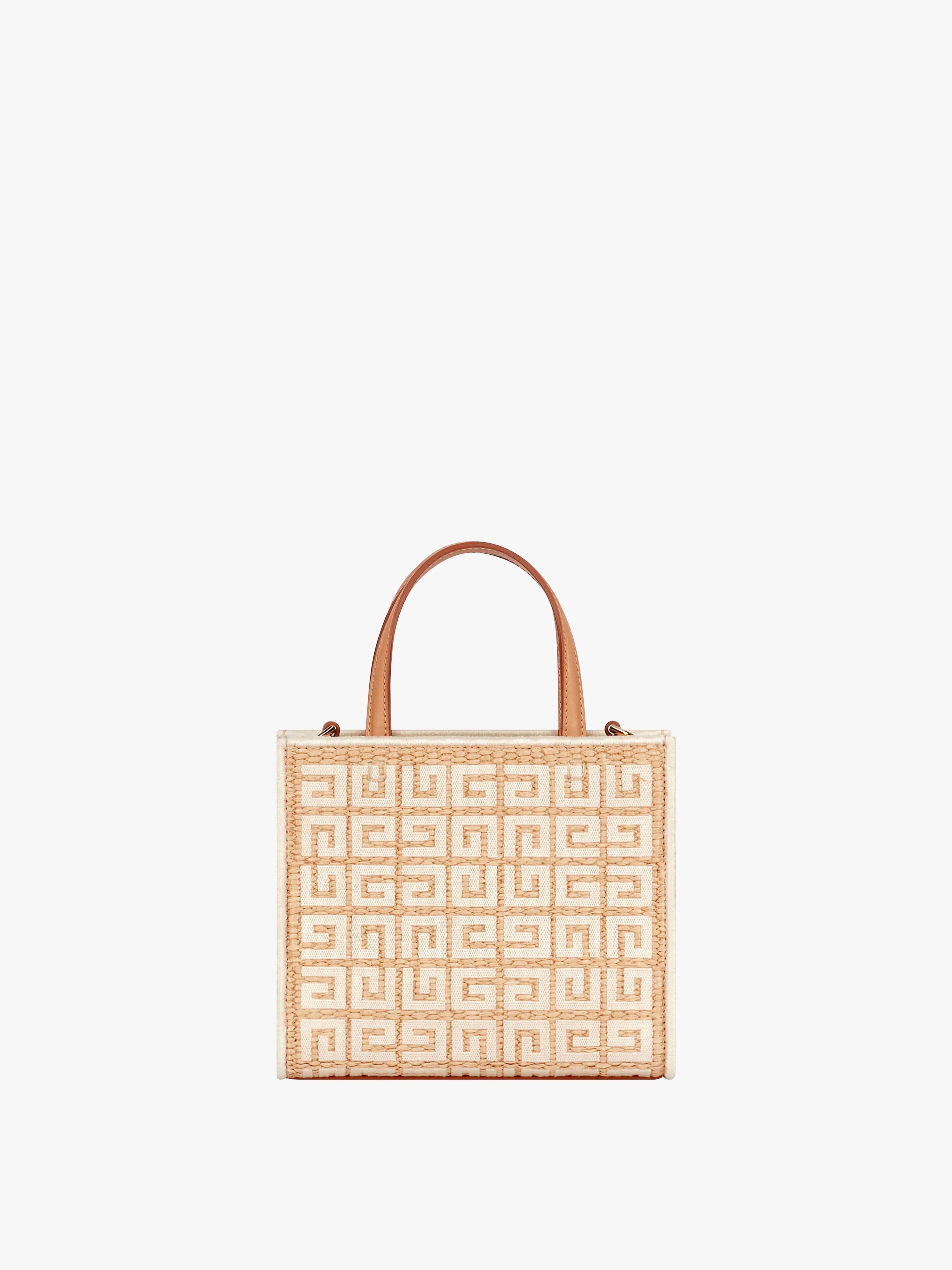 MINI G TOTE SHOPPING BAG IN 4G EMBROIDERED RAFFIA - 4
