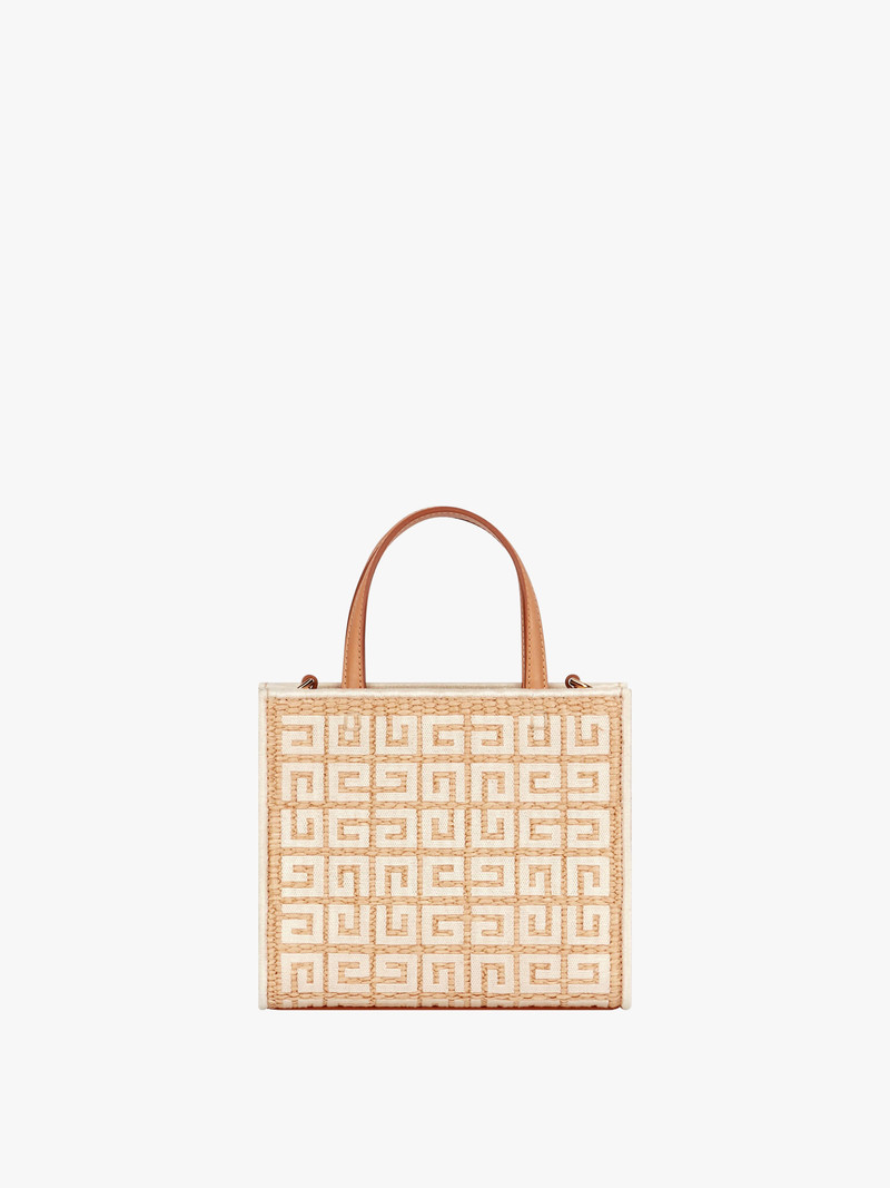 MINI G TOTE SHOPPING BAG IN 4G EMBROIDERED RAFFIA 4