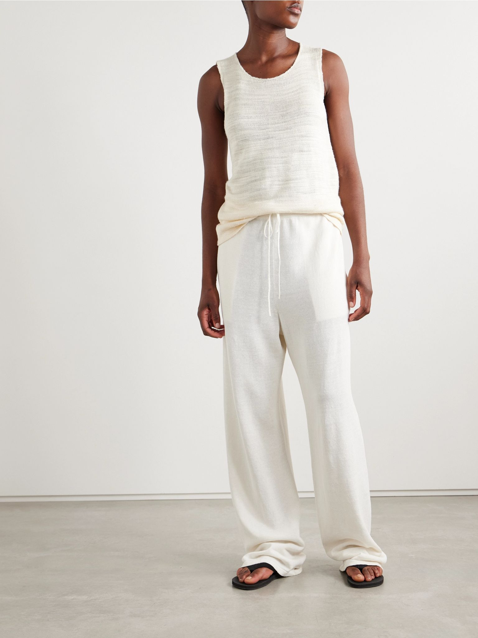 Jory linen-blend wide-leg pants Ivory - 2
