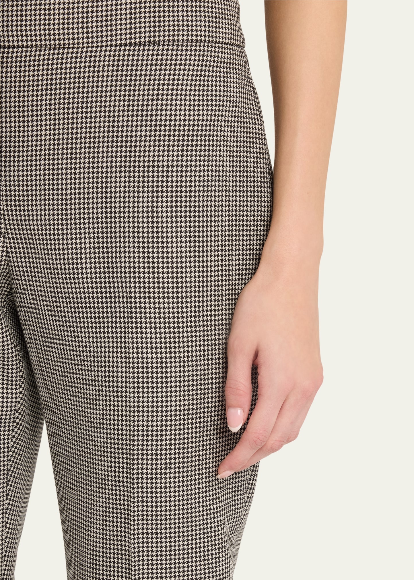 Mid-Rise Straight-Leg Houndstooth Trousers - 5