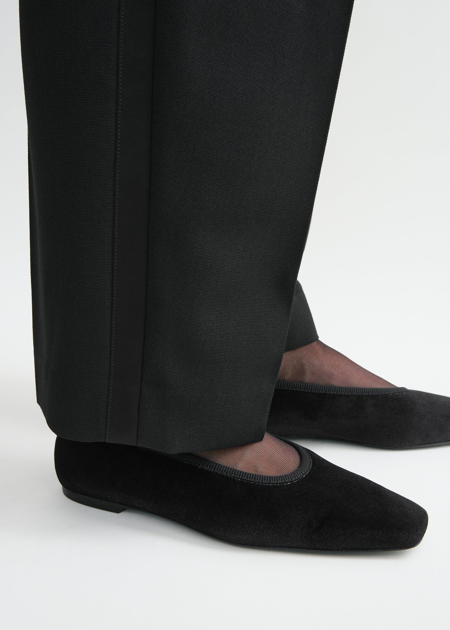 Minimalist velvet ballerinas black - 3