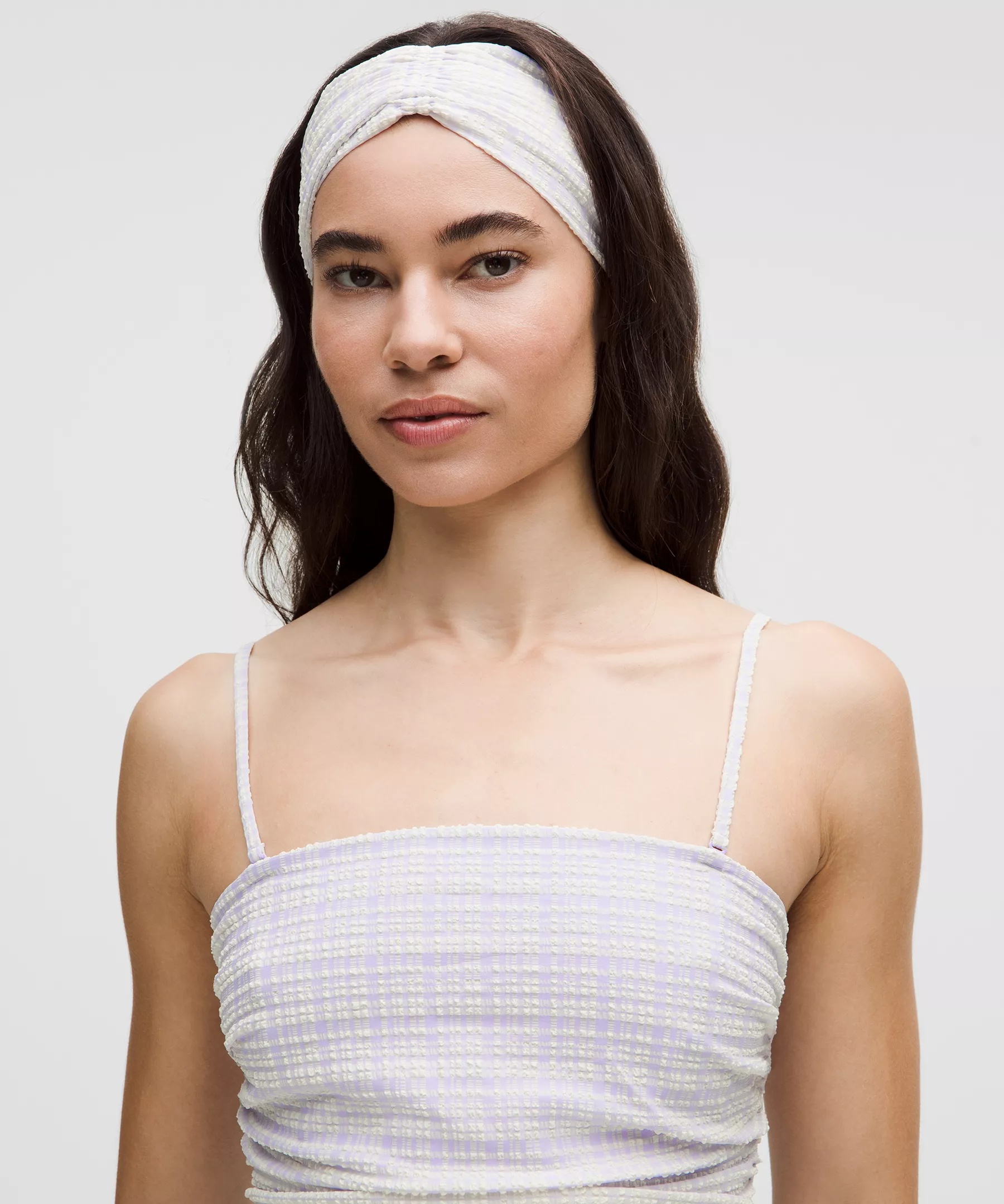 Women's Seersucker Check Gathered Headband - 2