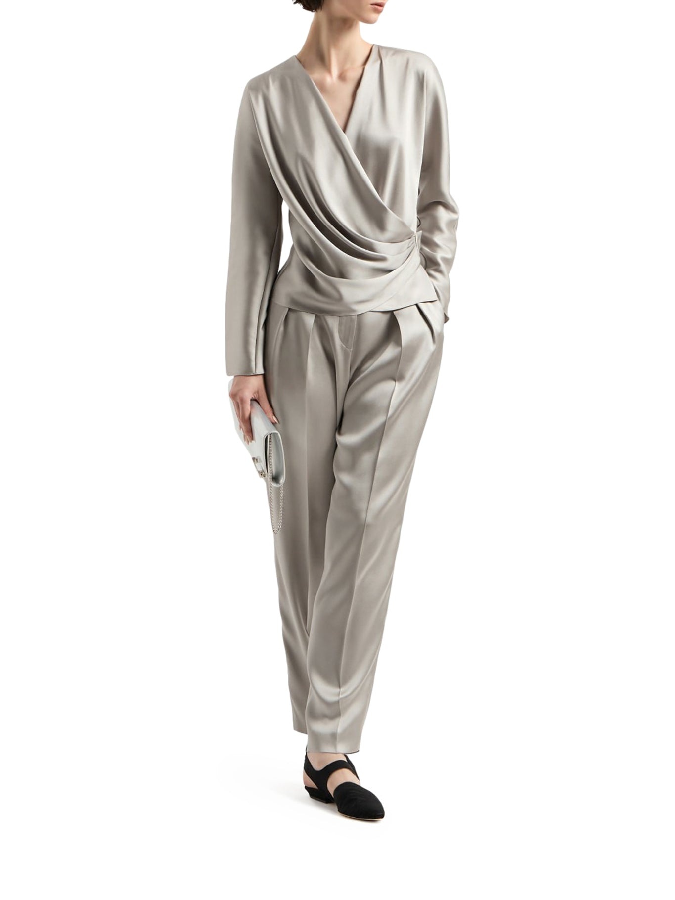 DOUBLE PLEAT TROUSERS IN DOUBLE SILK SATIN - 2