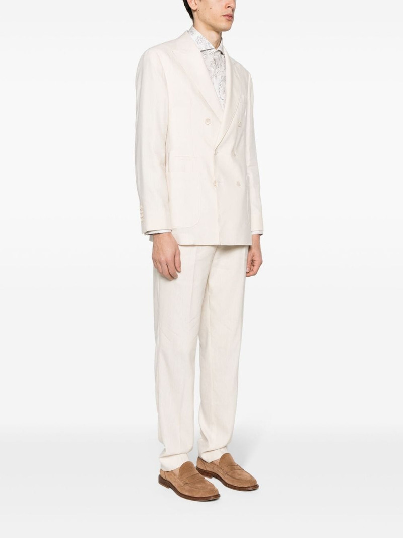 double-breasted linen blend suit 3