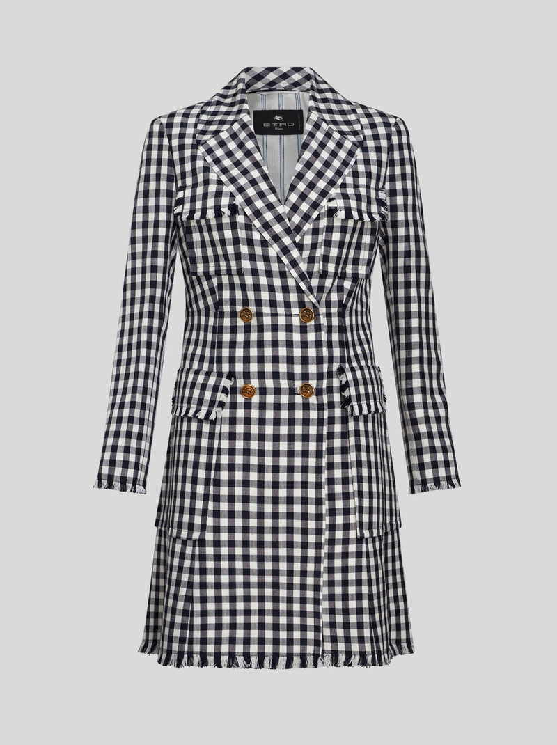 DOUBLE-BREASTED GINGHAM FABRIC COAT 1
