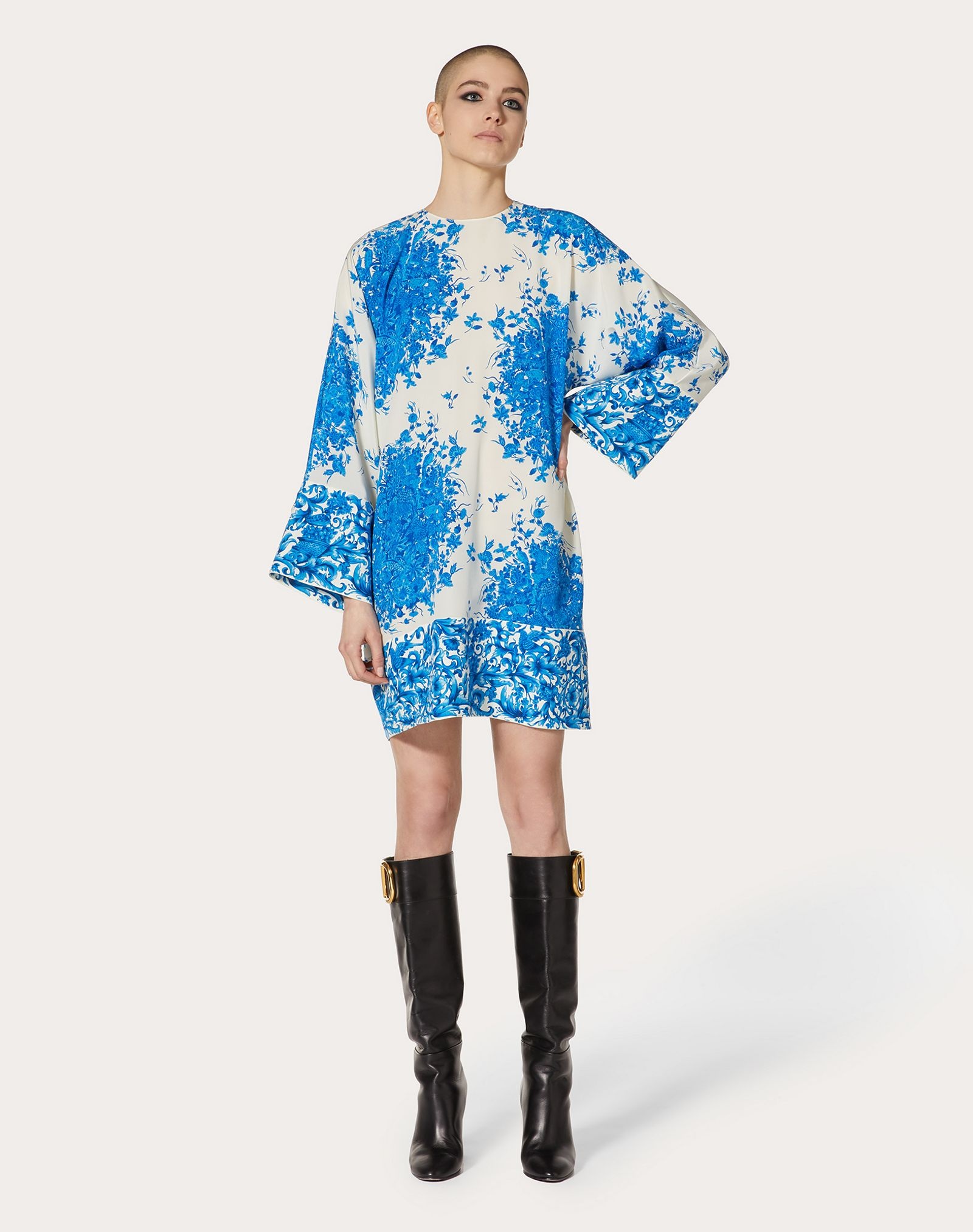 Printed Crepe de Chine Dress - 3