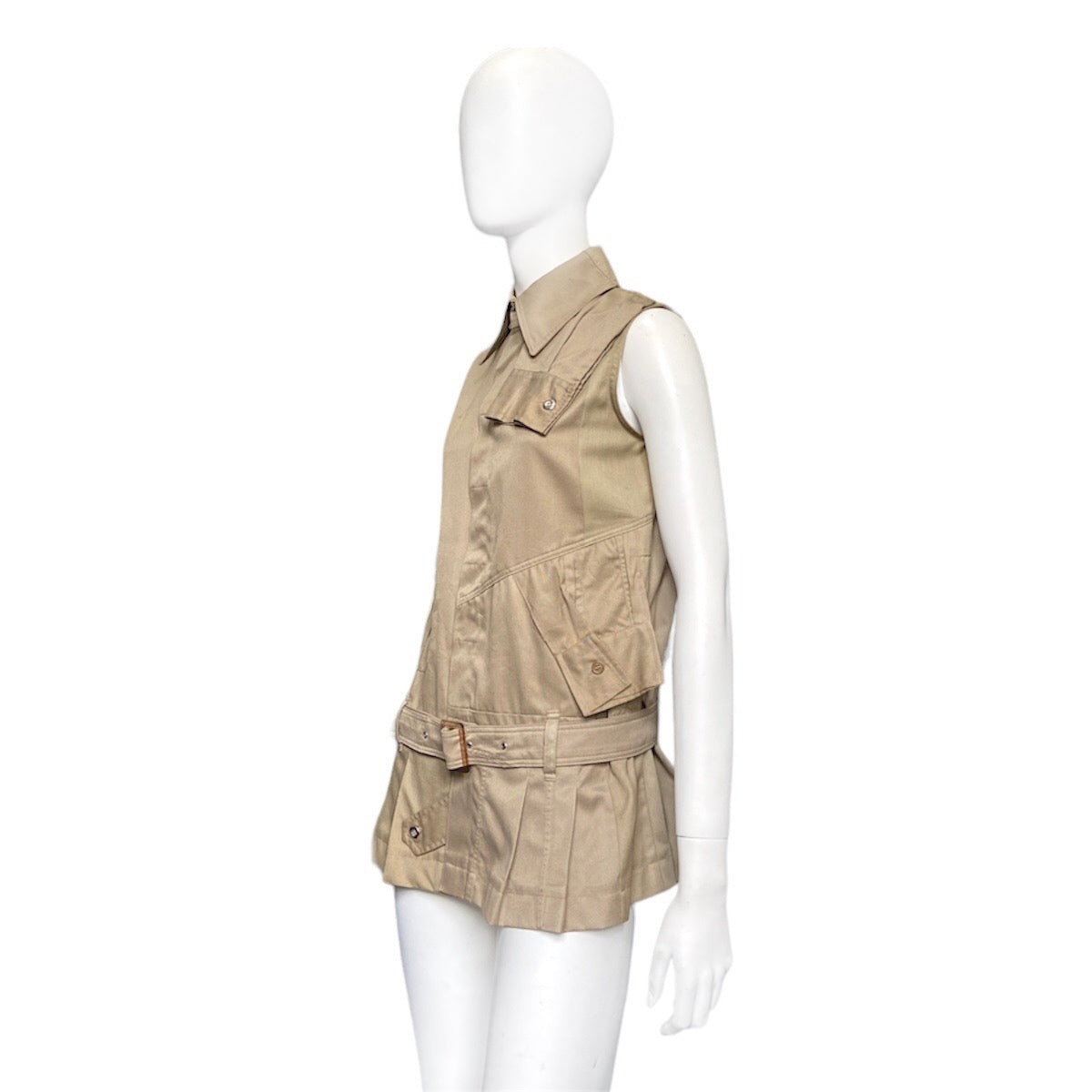 20471120 - 20471120 paper khaki rebuilt pleated shirt vest - 2