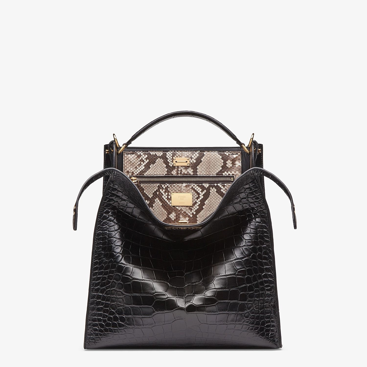 Black alligator leather bag - 1