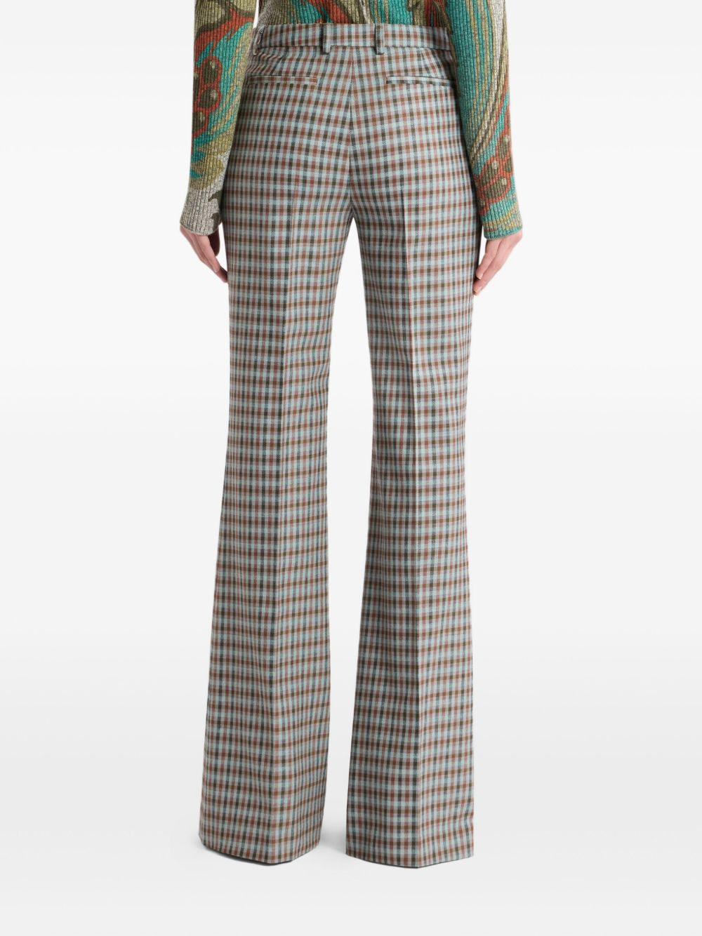 gingham flared trousers - 4
