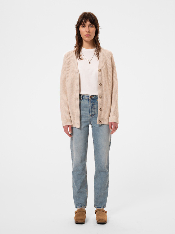 Kristina Rib Knit Cardigan Oat - 3