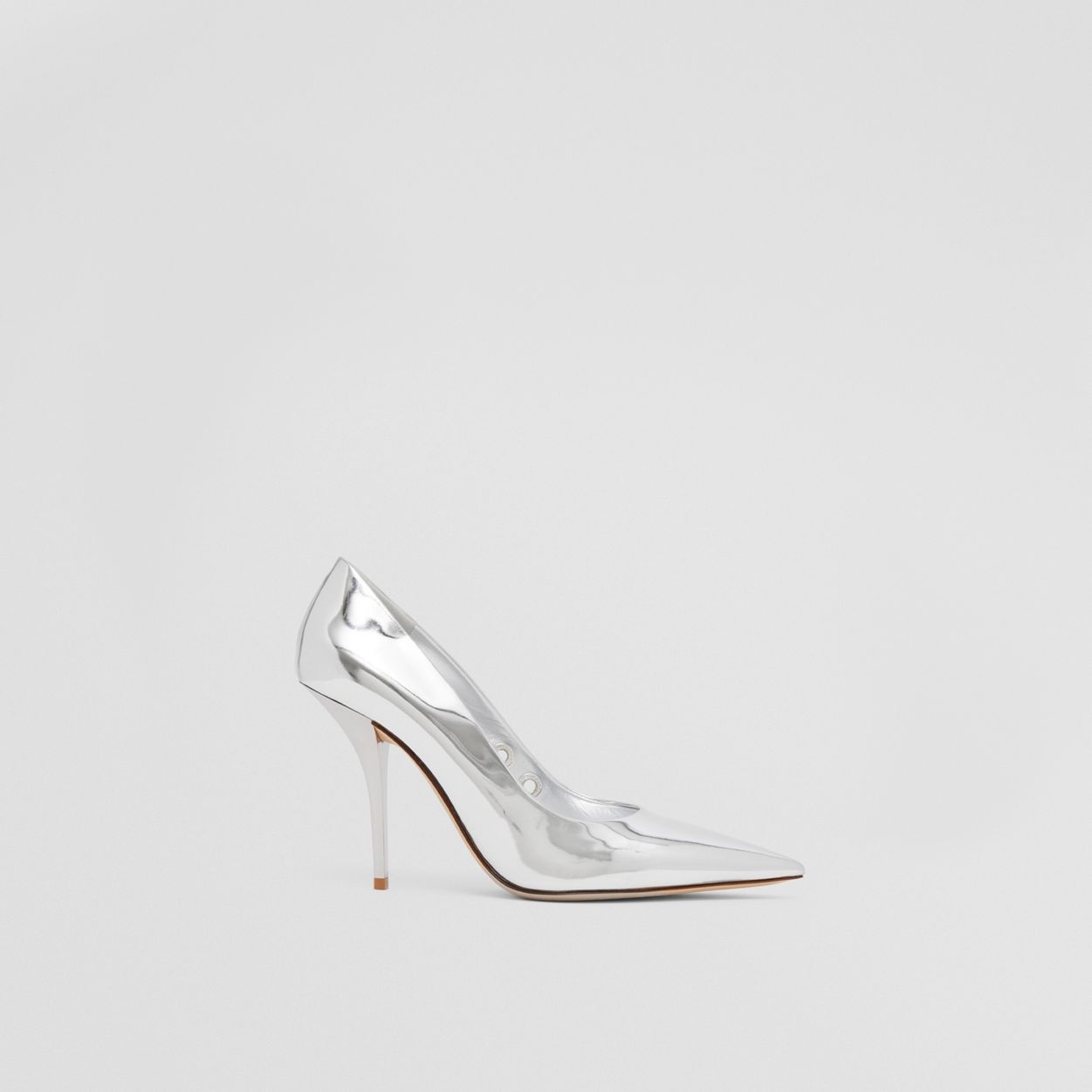 Eyelet Detail Metallic Leather Point-toe Pumps - 1