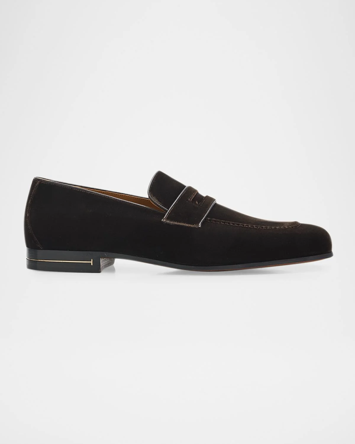 Men's Velvet Apron-Toe Penny Loafers - 1