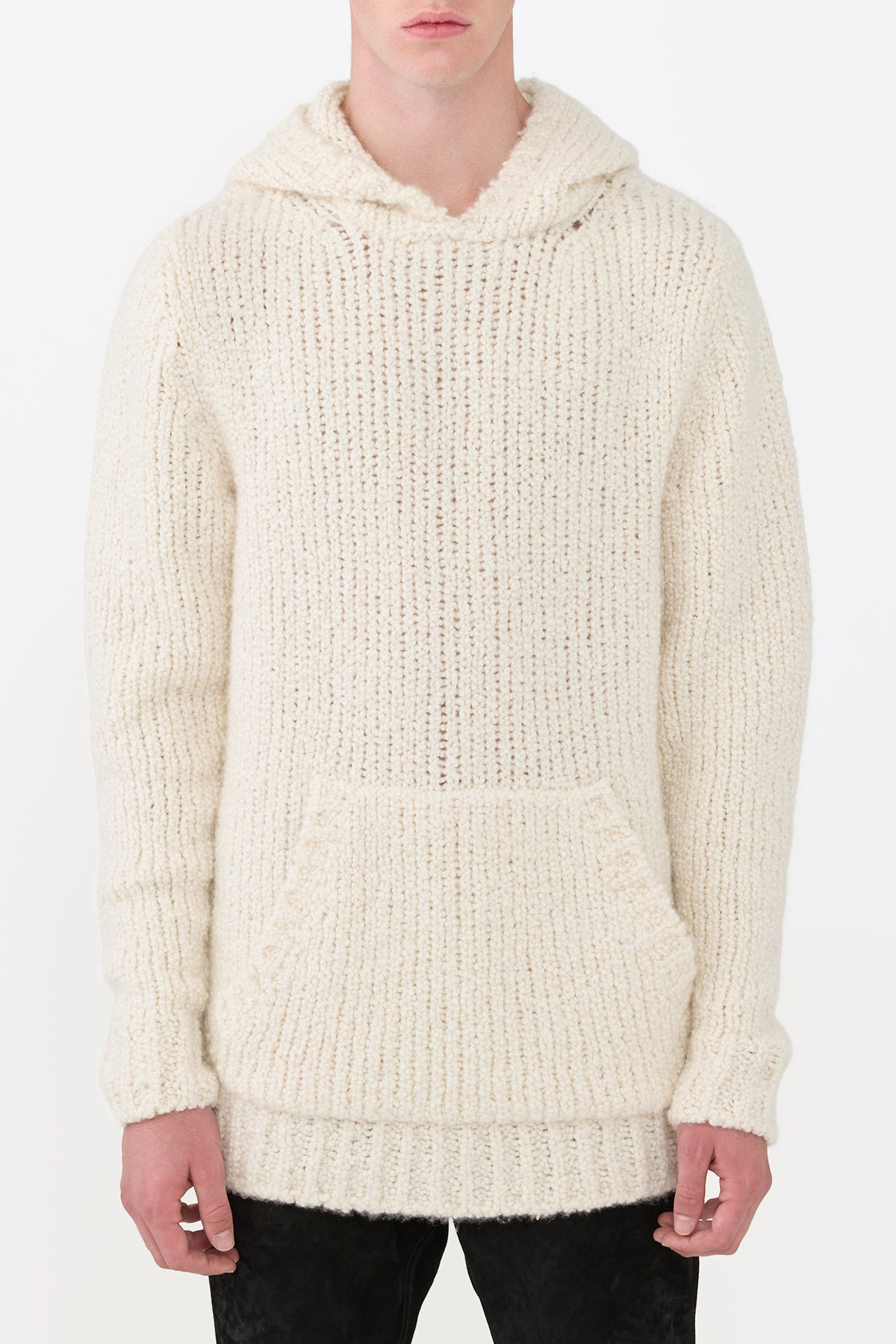 Aditi Knit Hoodie in Ivory Cashmere Boucle - 3