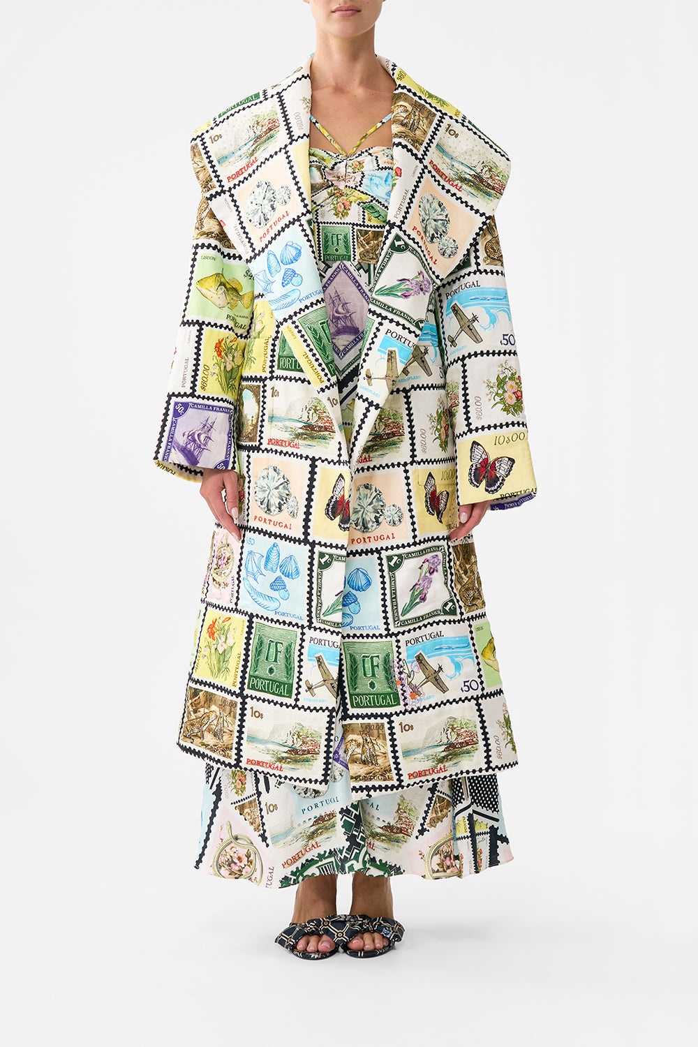QUILTED LONG WRAP COAT - 2