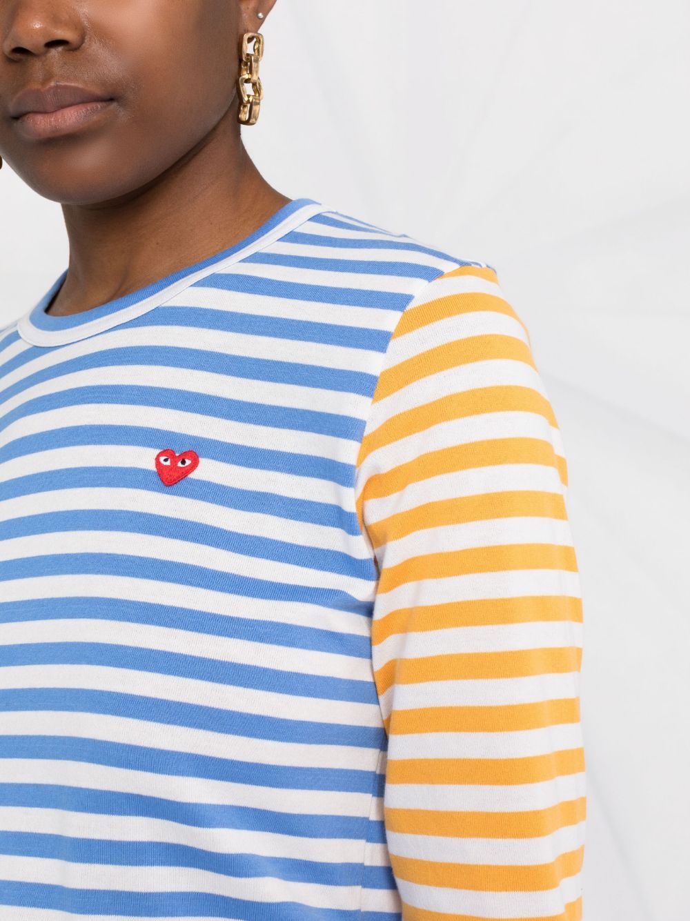 logo-patch striped T-shirt - 3