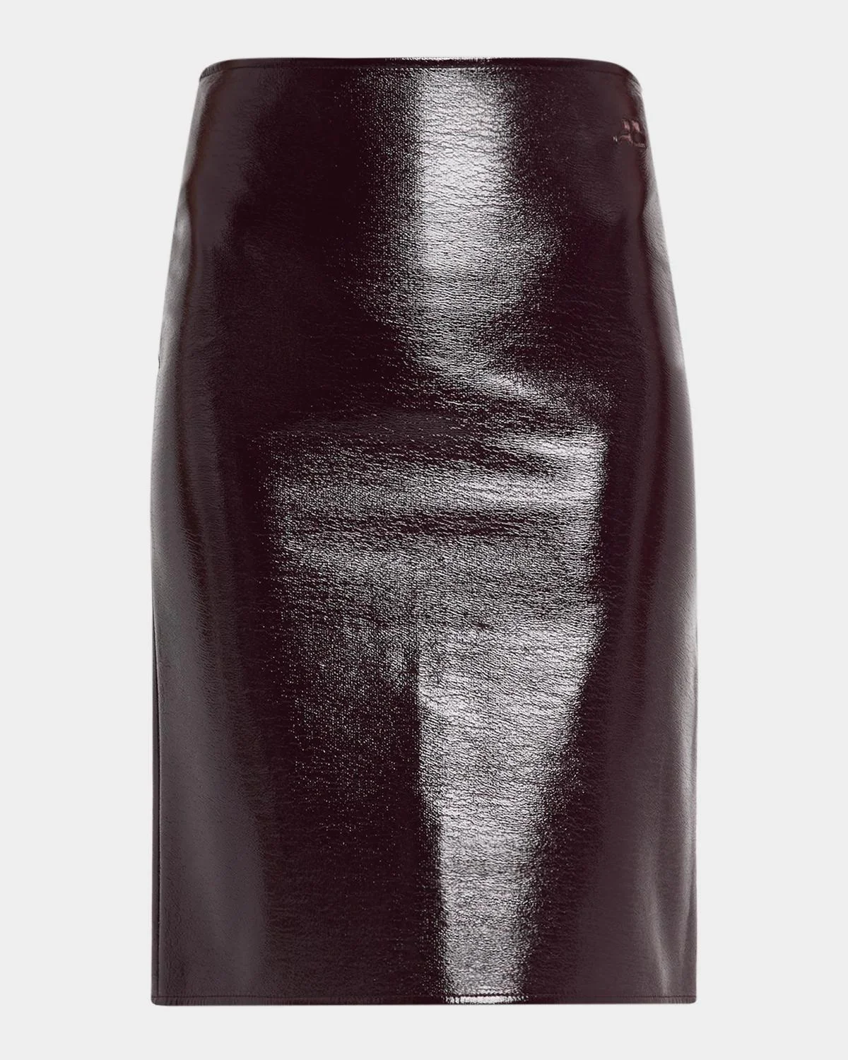Shiny Vinyl Knee-Length Skirt - 1