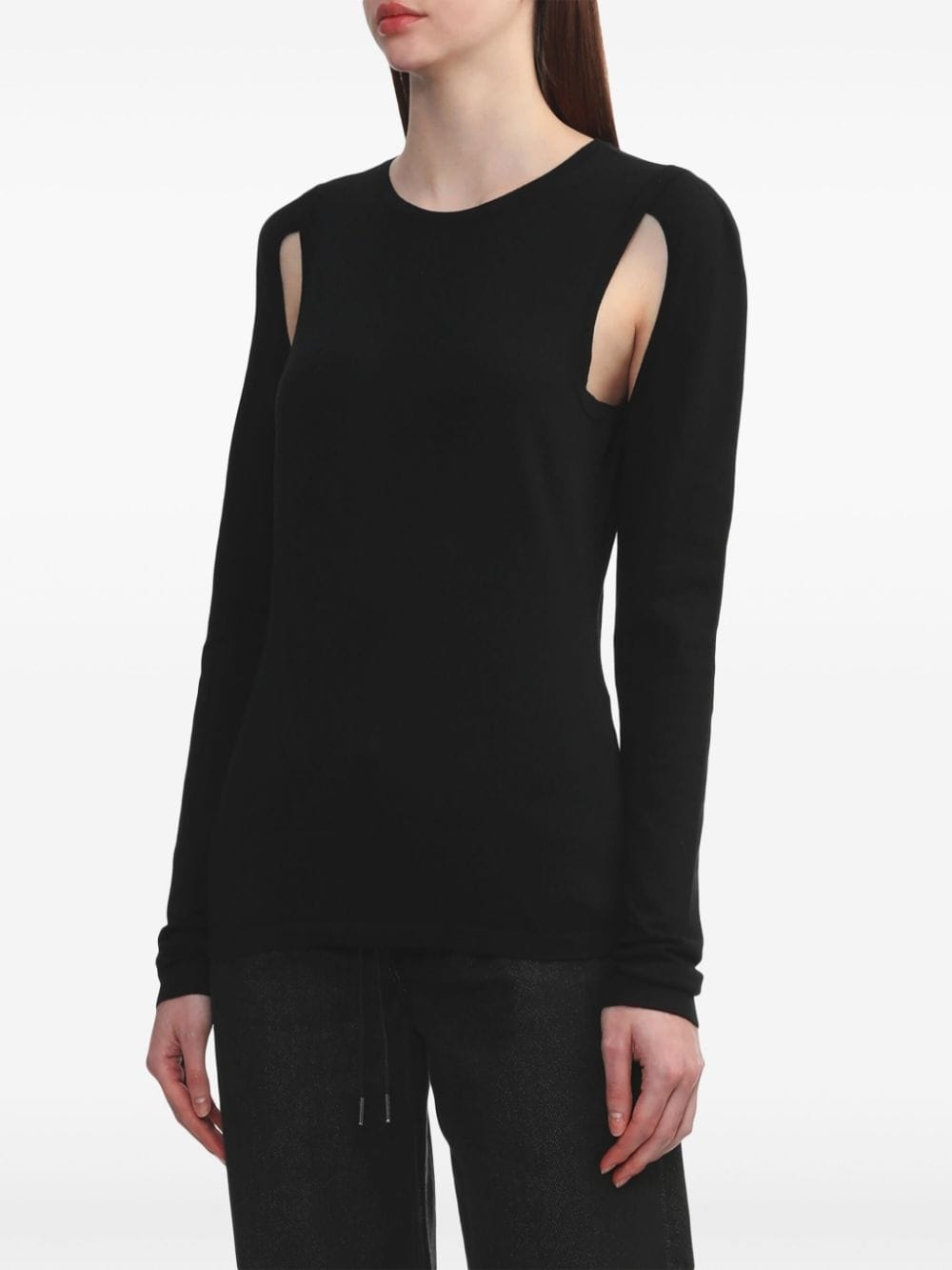 cut-out fine-knit jumper - 3