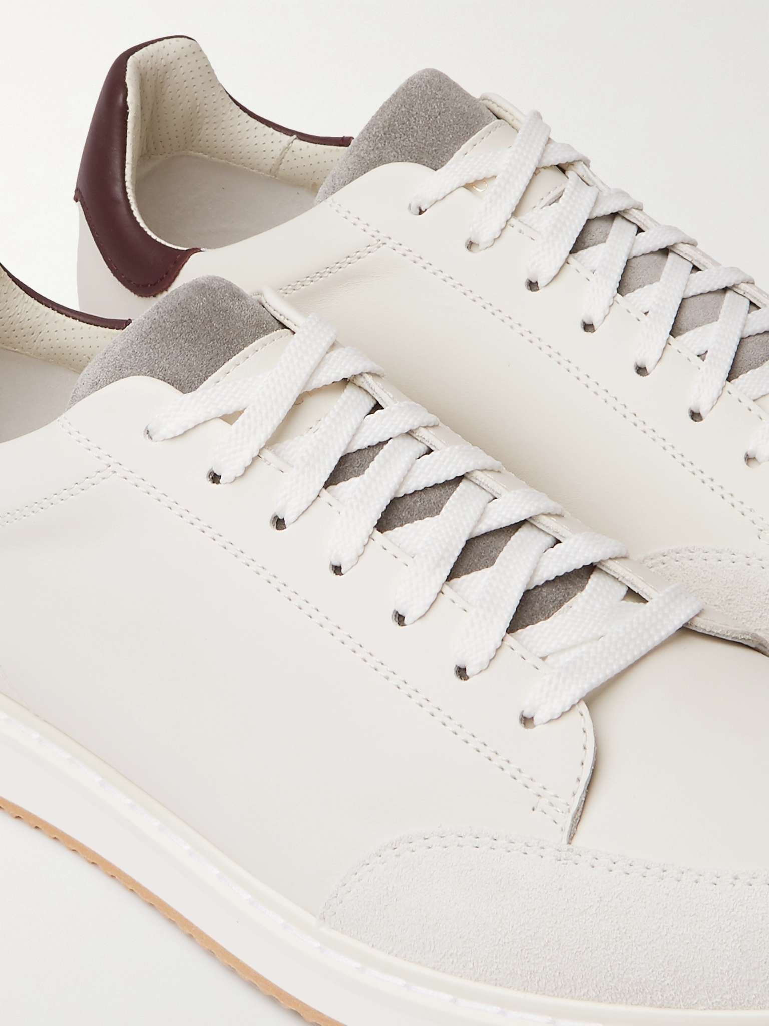 Suede-Trimmed Leather Sneakers - 6