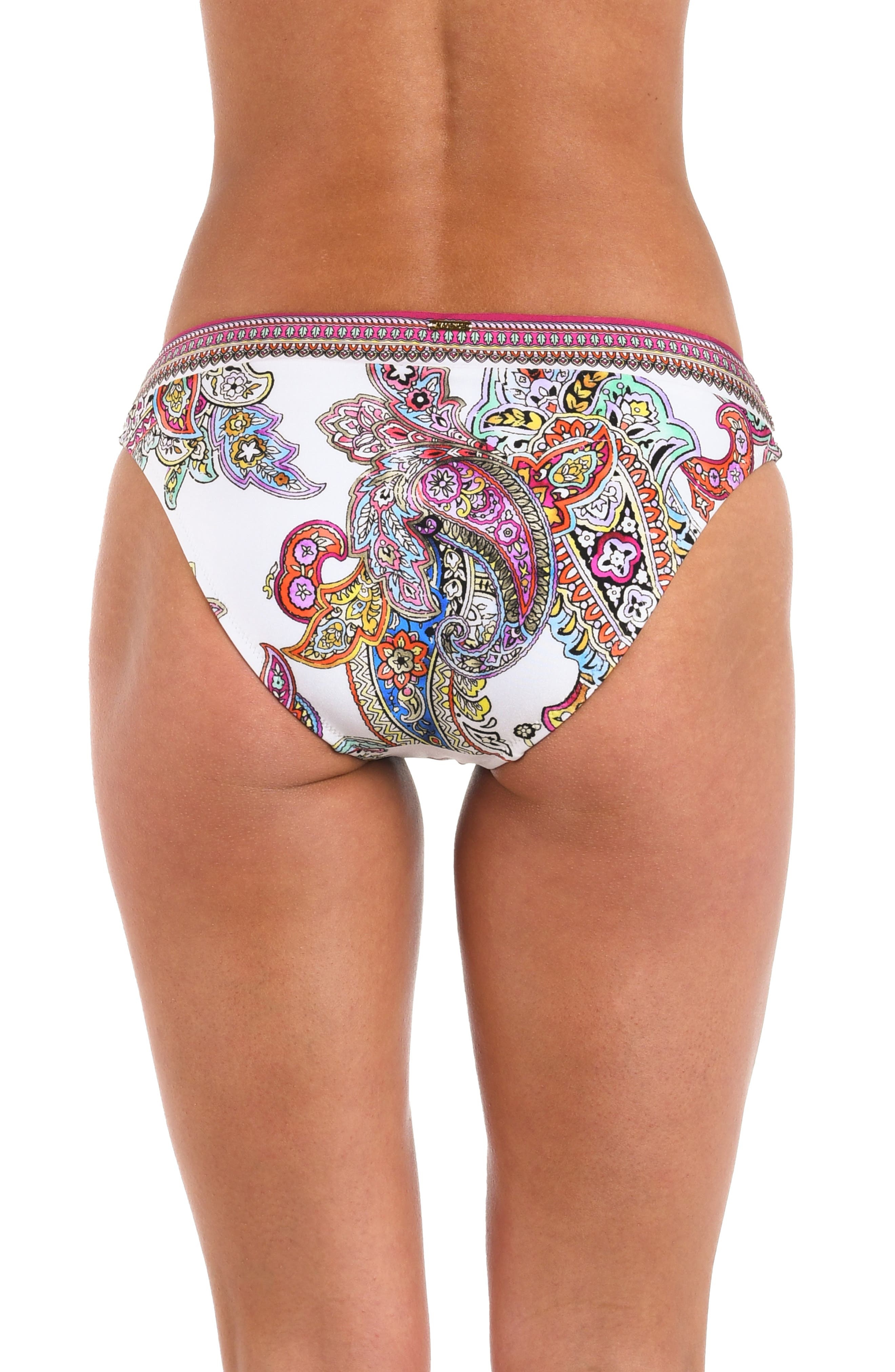 L'AGENCE Nicole Bright Paisley Bikini Bottoms in White Multi at Nordstrom - 2