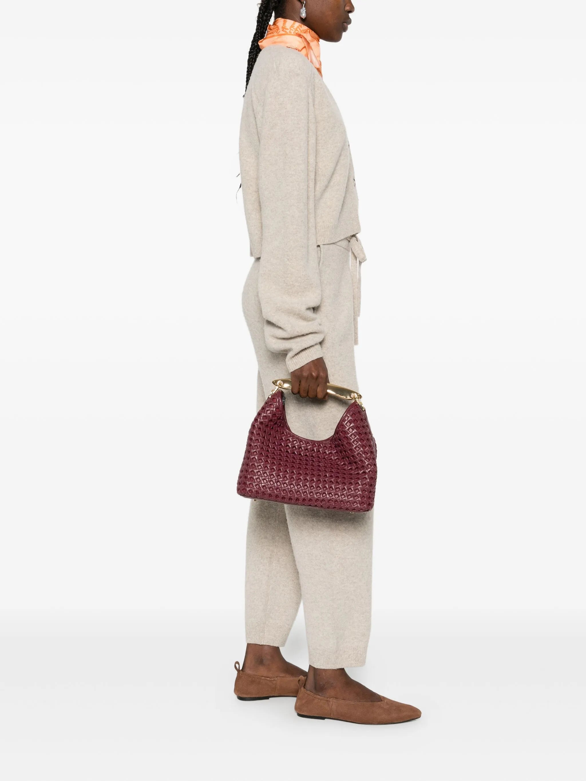 Elleme Boomerang Woven Leather Top-handle Tote Bag - 3
