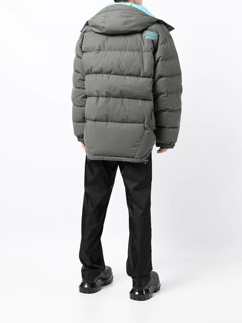 contrast hood padded coat - 4