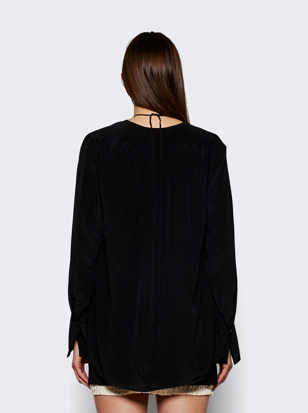 Gather Detail Tie Blouse Black - 5