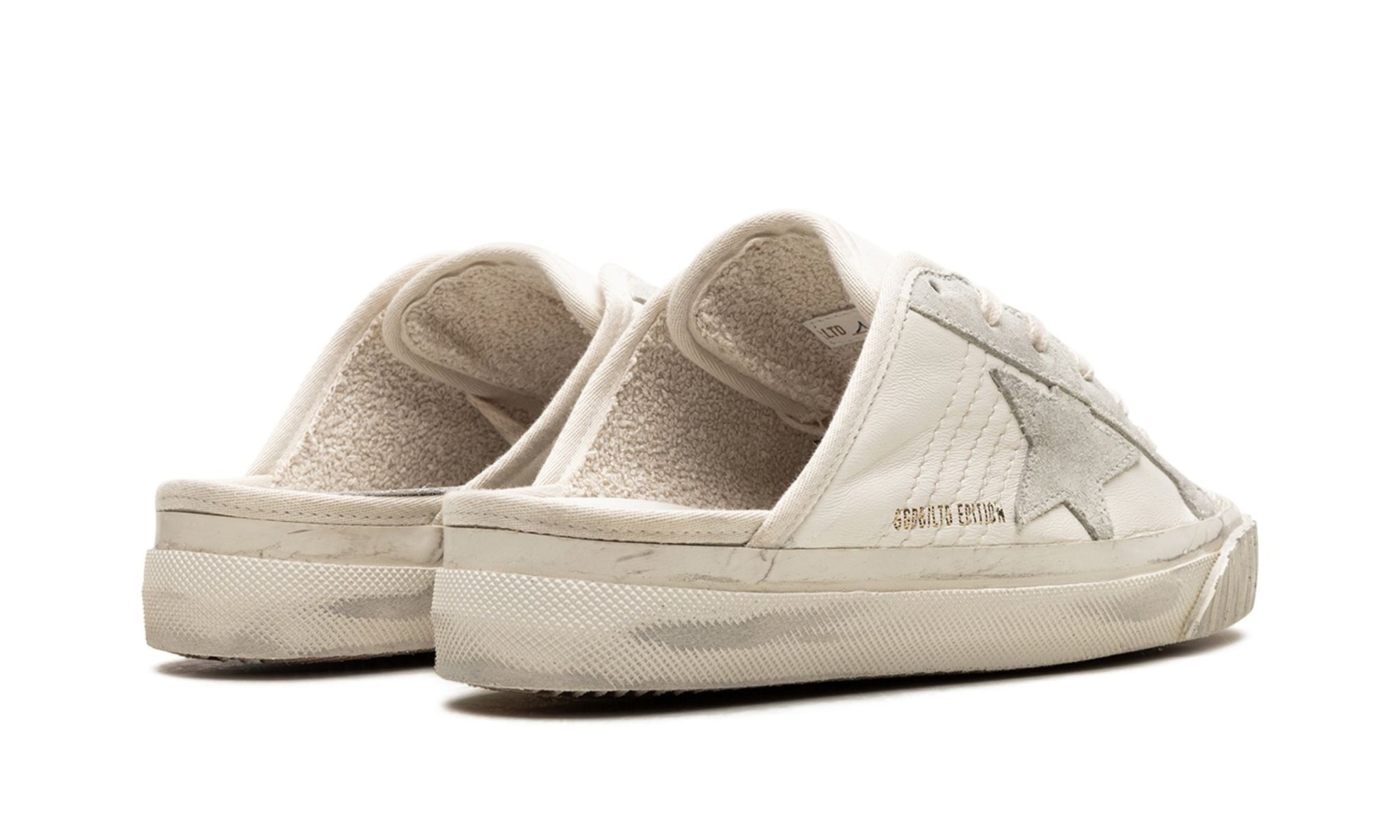 SUPER-STAR SABOT TOE CAP AND HIGH SOLE LEATHER UPPER TOE AND TONGUE SUEDE STAR "WHITE ICE" - 3